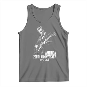 America 250th Anniversary Abraham Lincoln Rock Star Tank Top Funny Electric Guitar Player 1776 to 2026 Semiquincentennial TS02 Black Heather Print Your Wear
