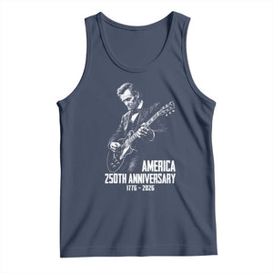 America 250th Anniversary Abraham Lincoln Rock Star Tank Top Funny Electric Guitar Player 1776 to 2026 Semiquincentennial TS02 Navy Print Your Wear