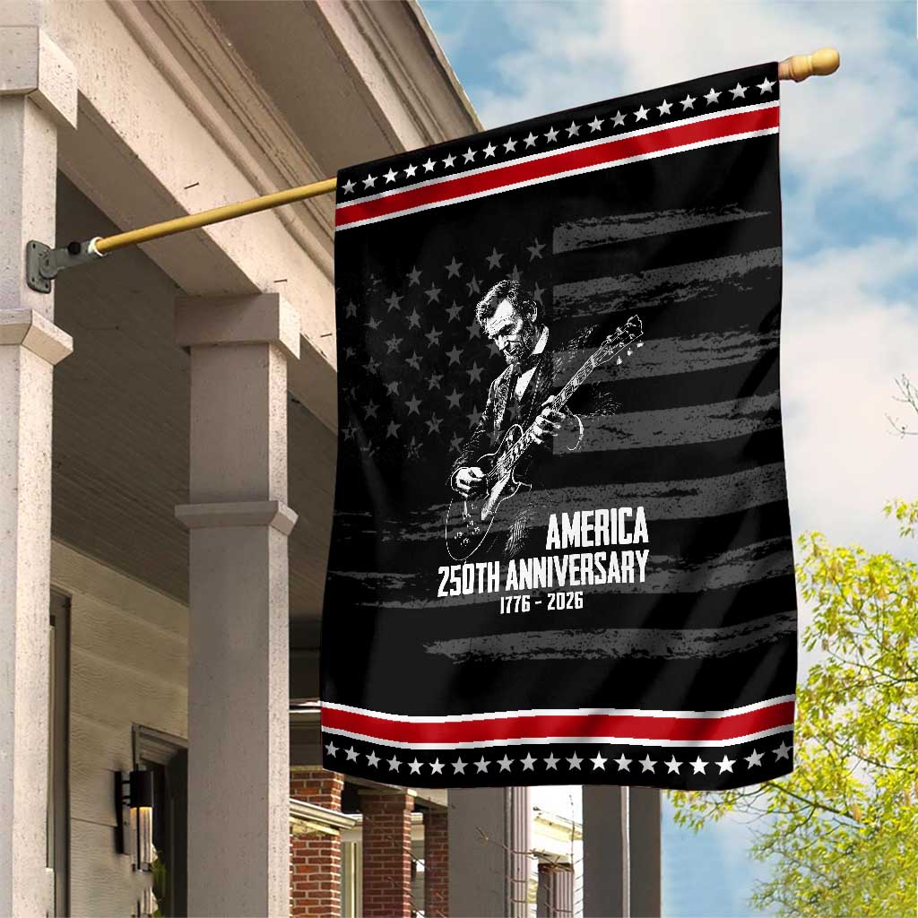 America 250th Anniversary Abraham Lincoln Rock Star Patriotic Garden Flag Funny Electric Guitar Player 1776 to 2026 Semiquincentennial