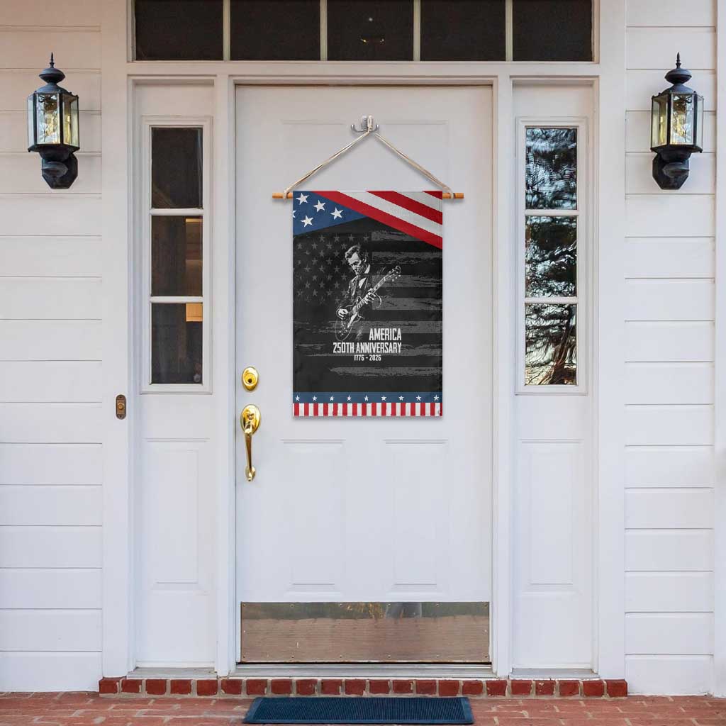 America 250th Anniversary Abraham Lincoln Rock Star Patriotic Garden Flag Funny Electric Guitar Player 1776 to 2026 Semiquincentennial