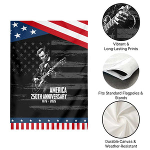 America 250th Anniversary Abraham Lincoln Rock Star Patriotic Garden Flag Funny Electric Guitar Player 1776 to 2026 Semiquincentennial