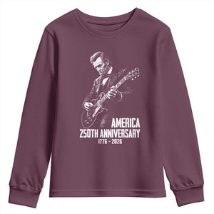 America 250th Anniversary Abraham Lincoln Rock Star Youth Sweatshirt Funny Electric Guitar Player 1776 to 2026 Semiquincentennial TS02 Maroon Print Your Wear