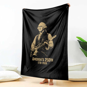 America's 250th George Washington Rock Star Throw Blanket Funny Electric Guitar Player Vintage 1776 to 2026 Semiquincentennial TS02 Print Your Wear