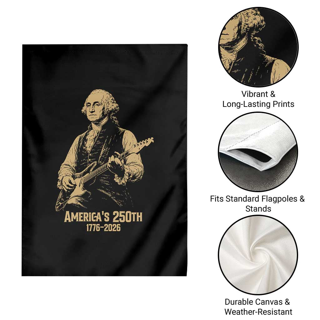 America's 250th George Washington Rock Star Garden Flag Funny Electric Guitar Player Vintage 1776 to 2026 Semiquincentennial TS02 Print Your Wear