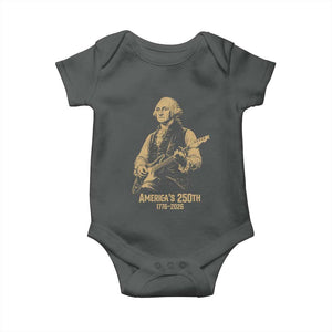 America's 250th George Washington Rock Star Baby Onesie Funny Electric Guitar Player Vintage 1776 to 2026 Semiquincentennial TS02 Dark Heather Print Your Wear