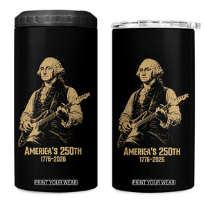 America's 250th George Washington Rock Star 4 in 1 Can Cooler Tumbler Funny Electric Guitar Player Vintage 1776 to 2026 Semiquincentennial TS02 One Size: 16 oz Black Print Your Wear