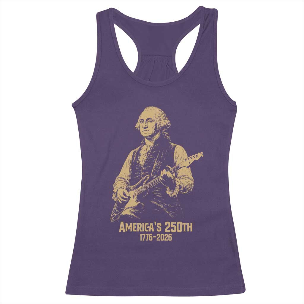 America's 250th George Washington Rock Star Racerback Tank Top Funny Electric Guitar Player Vintage 1776 to 2026 Semiquincentennial TS02 Purple Print Your Wear