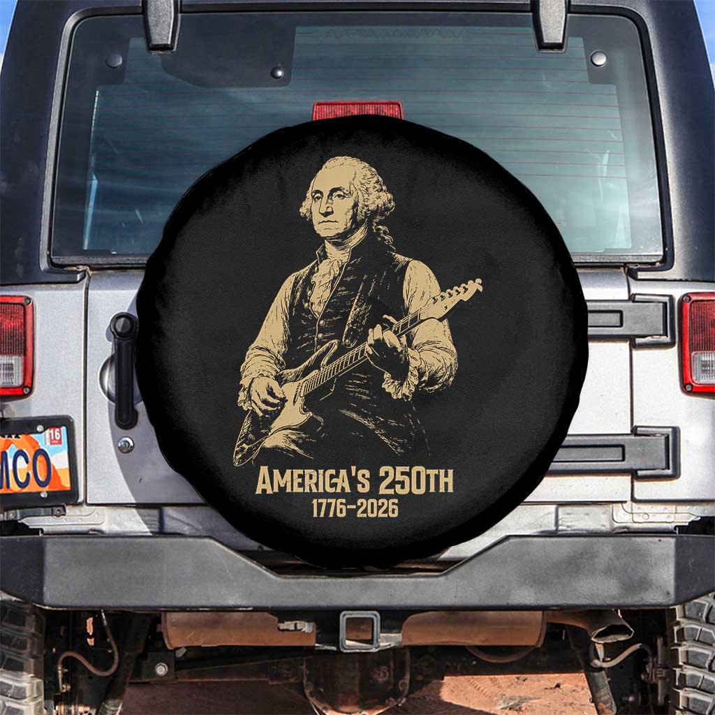 America's 250th George Washington Rock Star Spare Tire Cover Funny Electric Guitar Player Vintage 1776 to 2026 Semiquincentennial