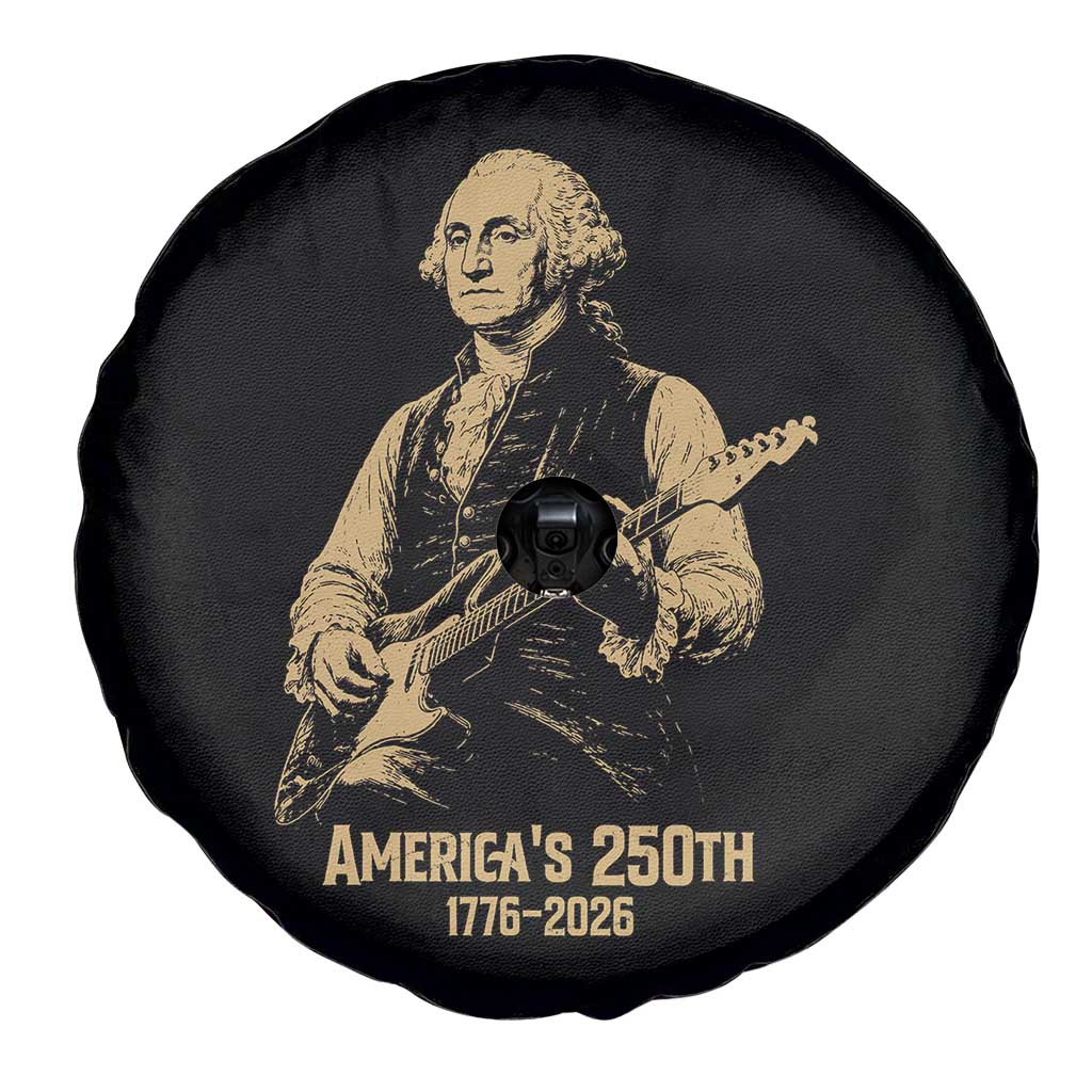 America's 250th George Washington Rock Star Spare Tire Cover Funny Electric Guitar Player Vintage 1776 to 2026 Semiquincentennial TS02 Print Your Wear