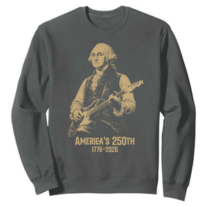 America's 250th George Washington Rock Star Sweatshirt Funny Electric Guitar Player Vintage 1776 to 2026 Semiquincentennial TS02 Dark Heather Print Your Wear