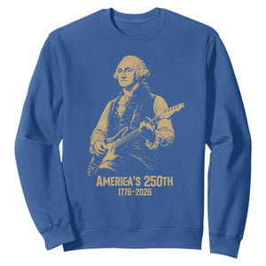 America's 250th George Washington Rock Star Sweatshirt Funny Electric Guitar Player Vintage 1776 to 2026 Semiquincentennial TS02 Royal Blue Print Your Wear