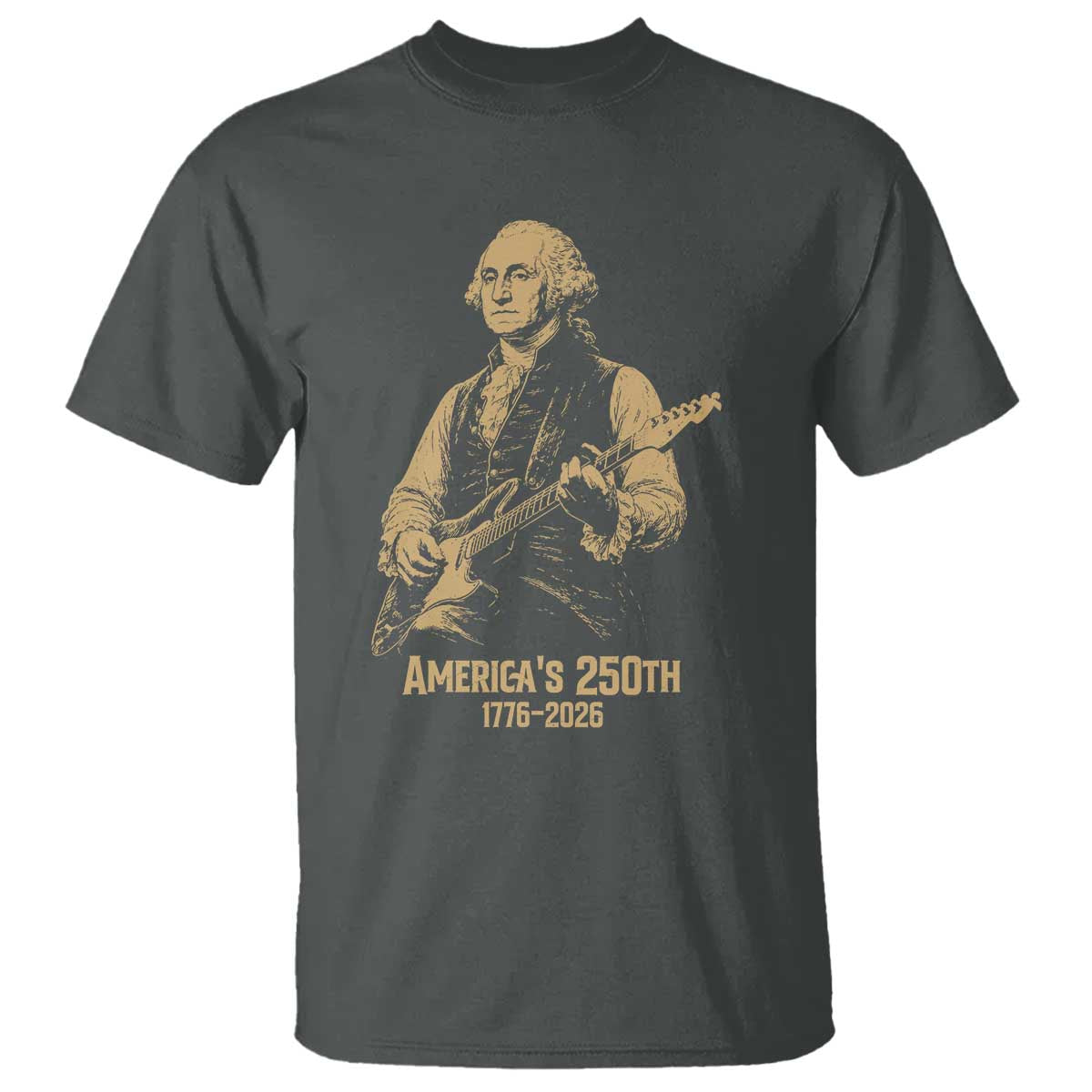 America's 250th George Washington Rock Star T Shirt Funny Electric Guitar Player Vintage 1776 to 2026 Semiquincentennial TS02 Dark Heather Print Your Wear