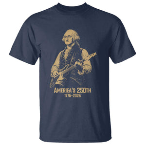 America's 250th George Washington Rock Star T Shirt Funny Electric Guitar Player Vintage 1776 to 2026 Semiquincentennial TS02 Navy Print Your Wear