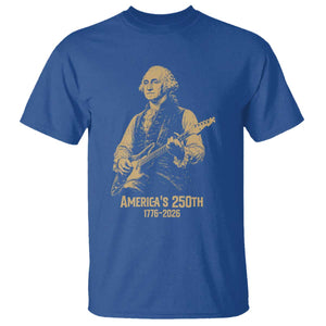 America's 250th George Washington Rock Star T Shirt Funny Electric Guitar Player Vintage 1776 to 2026 Semiquincentennial TS02 Royal Blue Print Your Wear