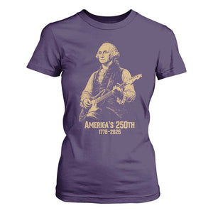 America's 250th George Washington Rock Star T Shirt For Women Funny Electric Guitar Player Vintage 1776 to 2026 Semiquincentennial TS02 Purple Print Your Wear