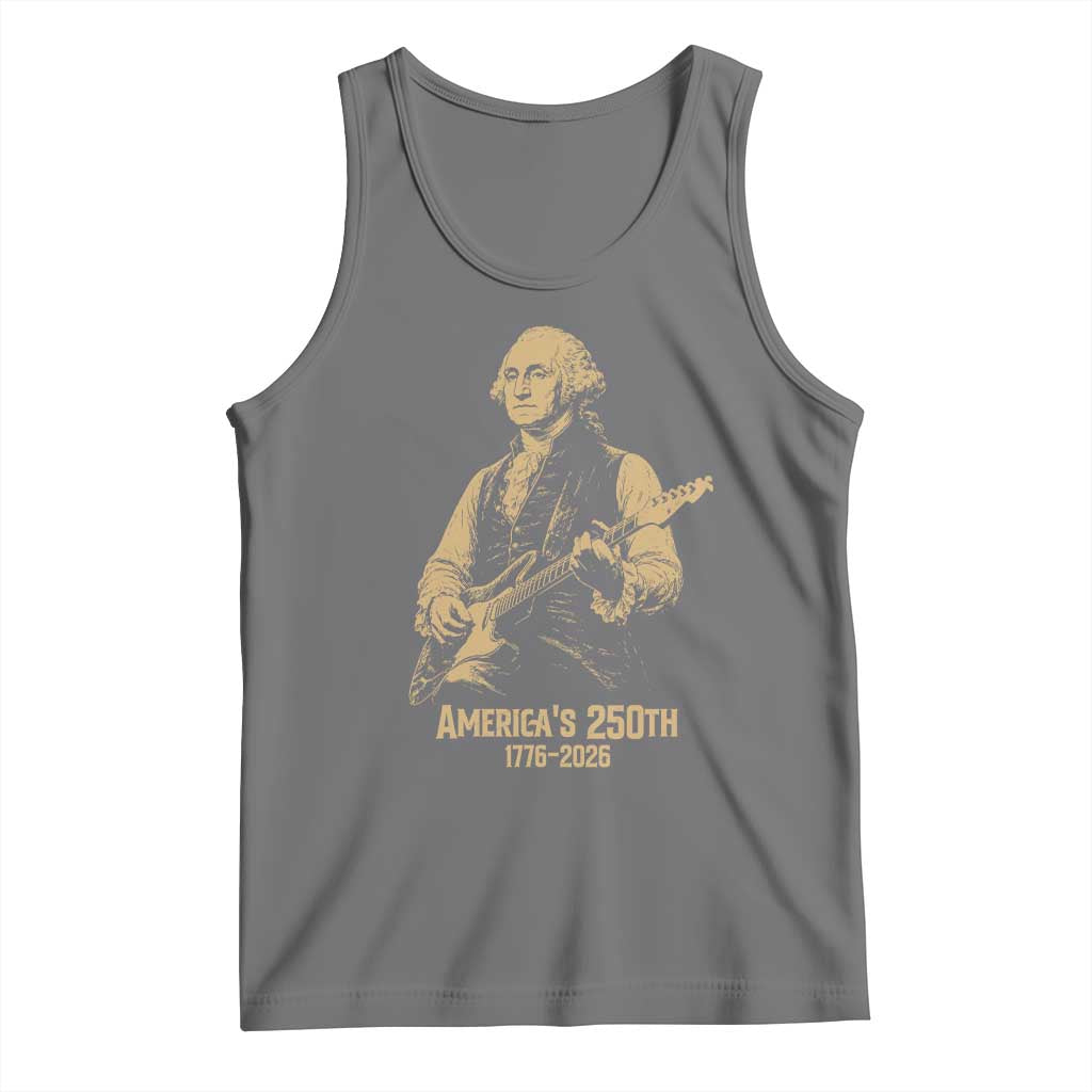 America's 250th George Washington Rock Star Tank Top Funny Electric Guitar Player Vintage 1776 to 2026 Semiquincentennial TS02 Black Heather Print Your Wear