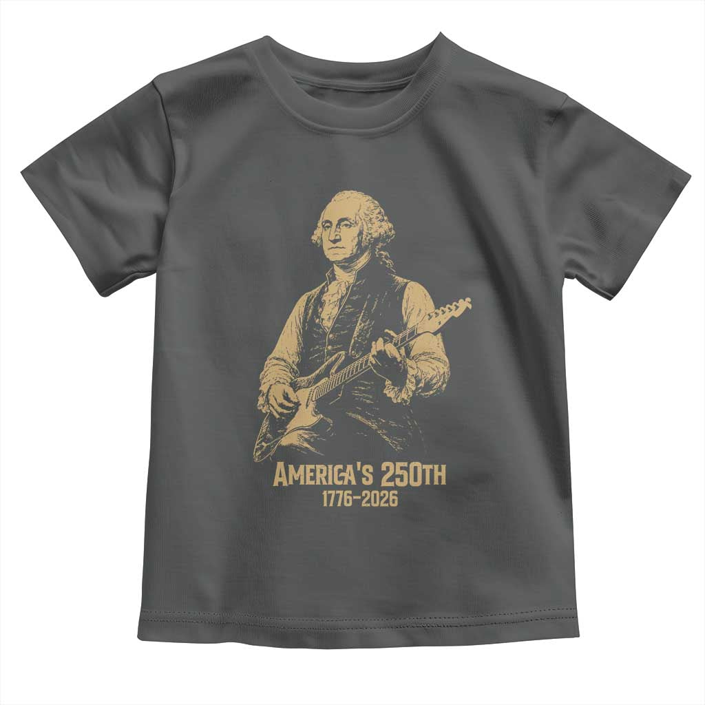 America's 250th George Washington Rock Star Toddler T Shirt Funny Electric Guitar Player Vintage 1776 to 2026 Semiquincentennial TS02 Dark Heather Print Your Wear