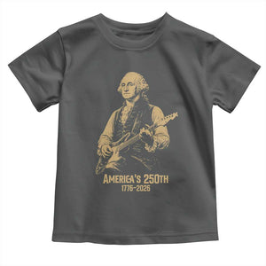 America's 250th George Washington Rock Star Toddler T Shirt Funny Electric Guitar Player Vintage 1776 to 2026 Semiquincentennial TS02 Dark Heather Print Your Wear