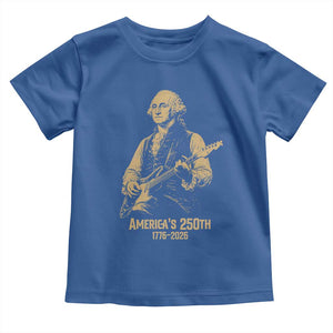 America's 250th George Washington Rock Star Toddler T Shirt Funny Electric Guitar Player Vintage 1776 to 2026 Semiquincentennial TS02 Royal Blue Print Your Wear