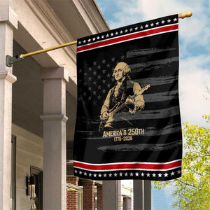 America's 250th George Washington Rock Star Patriotic Garden Flag Funny Electric Guitar Player Vintage 1776 to 2026 Semiquincentennial