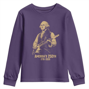 America's 250th George Washington Rock Star Youth Sweatshirt Funny Electric Guitar Player Vintage 1776 to 2026 Semiquincentennial TS02 Purple Print Your Wear