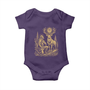 Saint Hubert Patron Saint of Hunters Vintage Woodcut Baby Onesie Catholic Faith and Hunting Heritage Gift