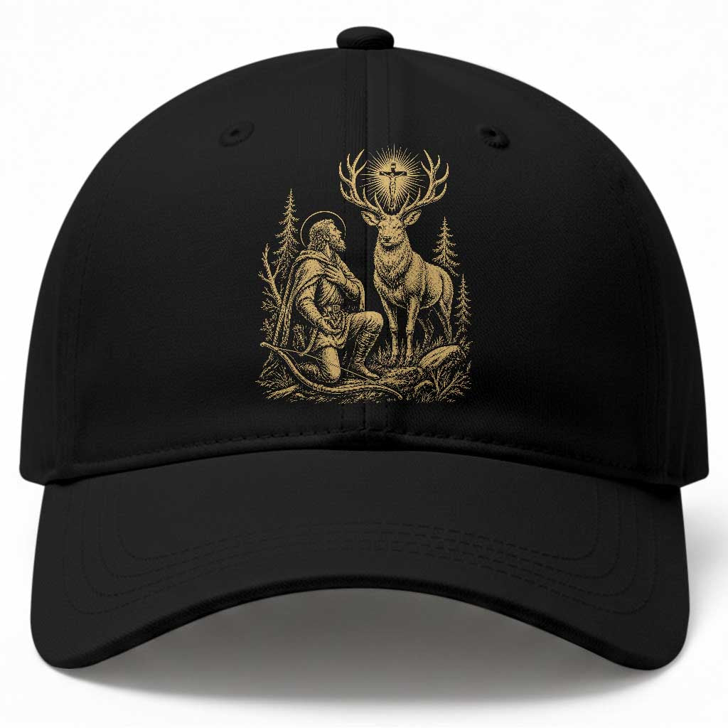 Saint Hubert Patron Saint of Hunters Vintage Woodcut Baseball Cap Catholic Faith and Hunting Heritage Gift TS02 Print Your Wear