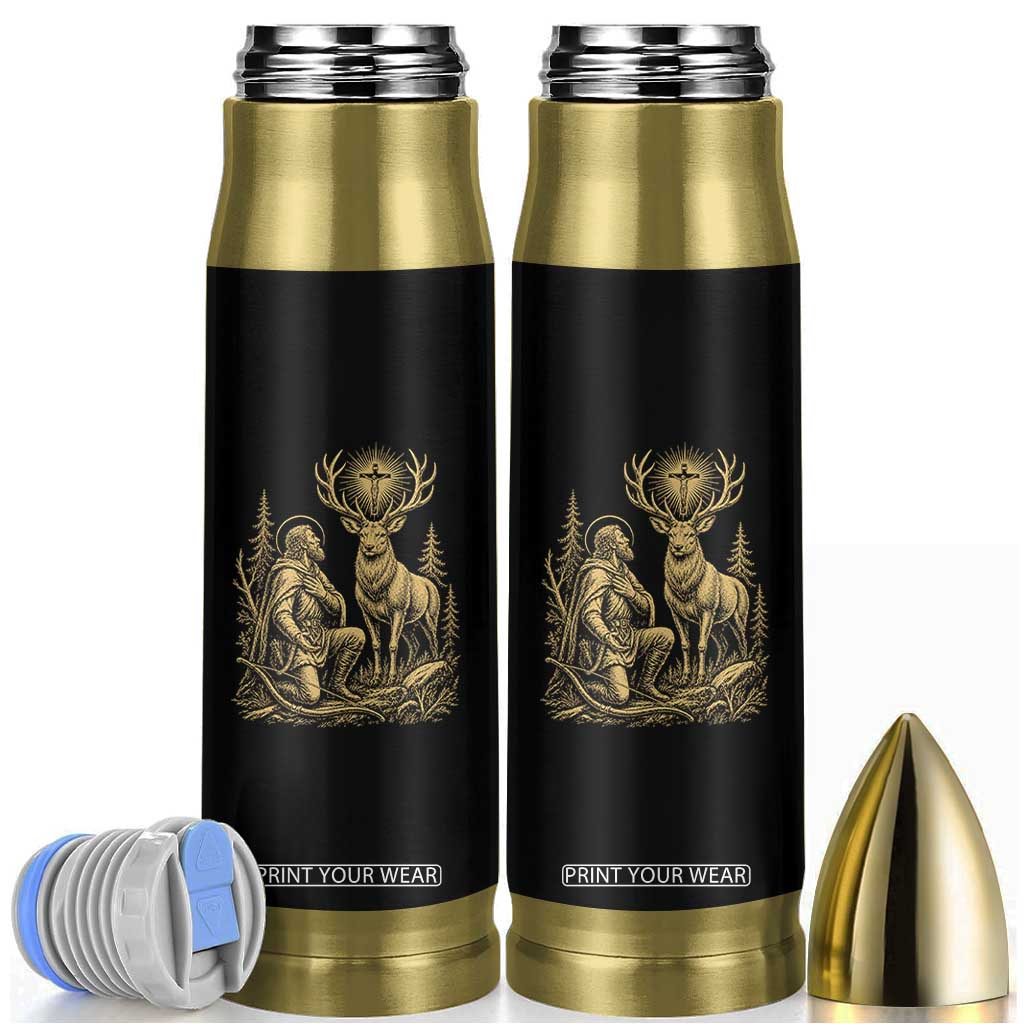 Saint Hubert Patron Saint of Hunters Vintage Woodcut Bullet Tumbler Catholic Faith and Hunting Heritage Gift