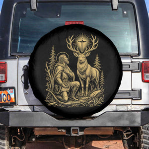 Saint Hubert Patron Saint of Hunters Vintage Woodcut Spare Tire Cover Catholic Faith and Hunting Heritage Gift