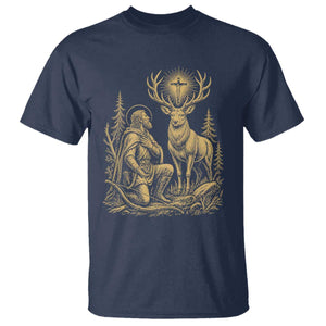 Saint Hubert Patron Saint of Hunters Vintage Woodcut T Shirt Catholic Faith and Hunting Heritage Gift