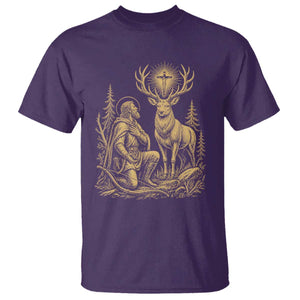 Saint Hubert Patron Saint of Hunters Vintage Woodcut T Shirt Catholic Faith and Hunting Heritage Gift