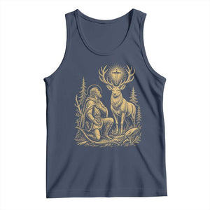 Saint Hubert Patron Saint of Hunters Vintage Woodcut Tank Top Catholic Faith and Hunting Heritage Gift