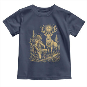 Saint Hubert Patron Saint of Hunters Vintage Woodcut Toddler T Shirt Catholic Faith and Hunting Heritage Gift