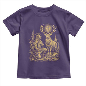 Saint Hubert Patron Saint of Hunters Vintage Woodcut Toddler T Shirt Catholic Faith and Hunting Heritage Gift