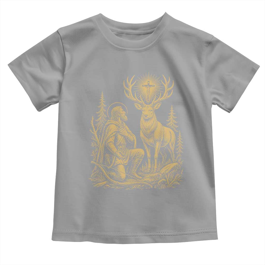 Saint Hubert Patron Saint of Hunters Vintage Woodcut Toddler T Shirt Catholic Faith and Hunting Heritage Gift