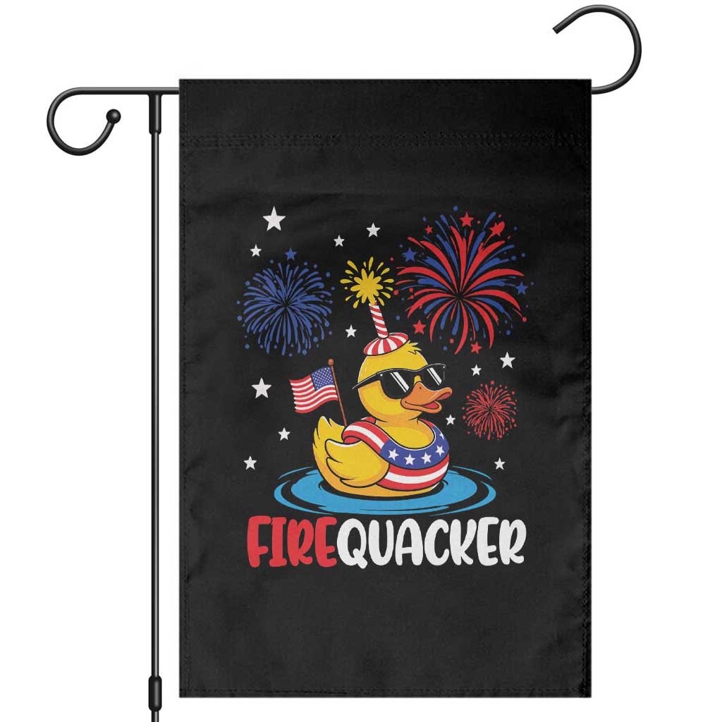Firequacker Funny Patriotic Rubber Duck Garden Flag Cool American Flag Sunglasses and Stars Swim Ring Summer Fireworks TS02 Black Print Your Wear