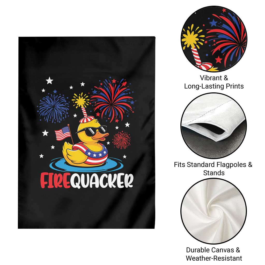 Firequacker Funny Patriotic Rubber Duck Garden Flag Cool American Flag Sunglasses and Stars Swim Ring Summer Fireworks TS02 Print Your Wear