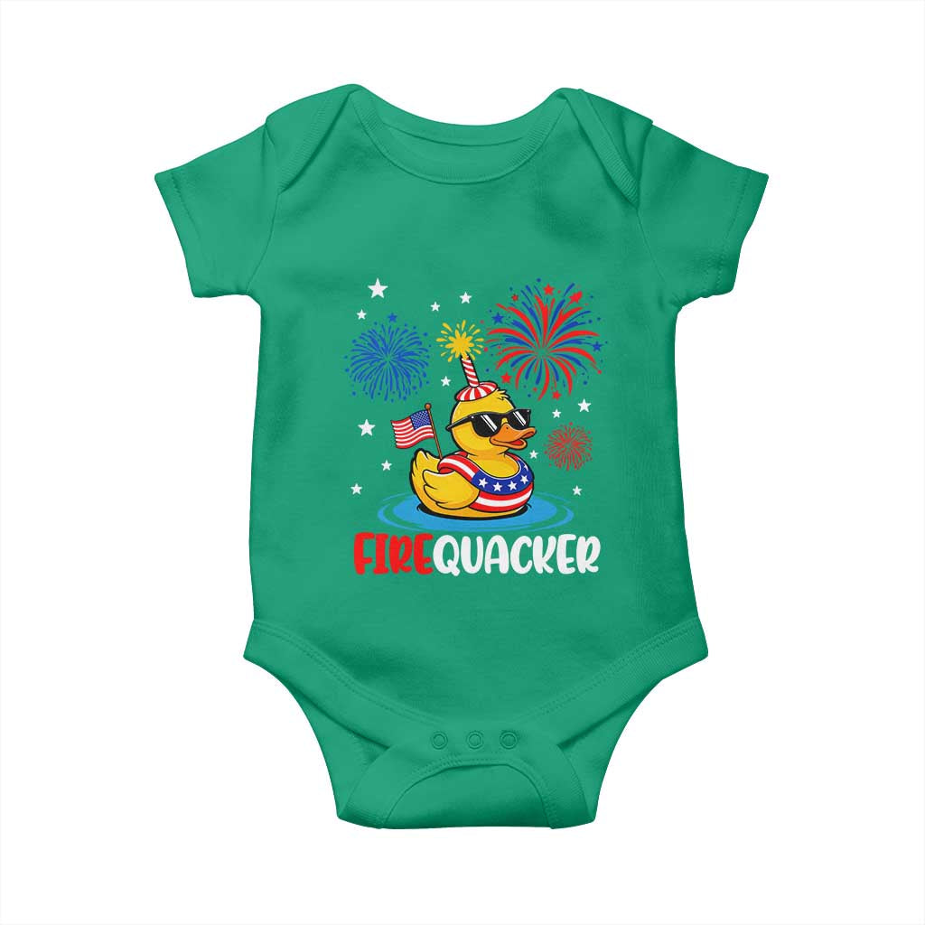 Firequacker Funny Patriotic Rubber Duck Baby Onesie Cool American Flag Sunglasses and Stars Swim Ring Summer Fireworks TS02 Irish Green Print Your Wear