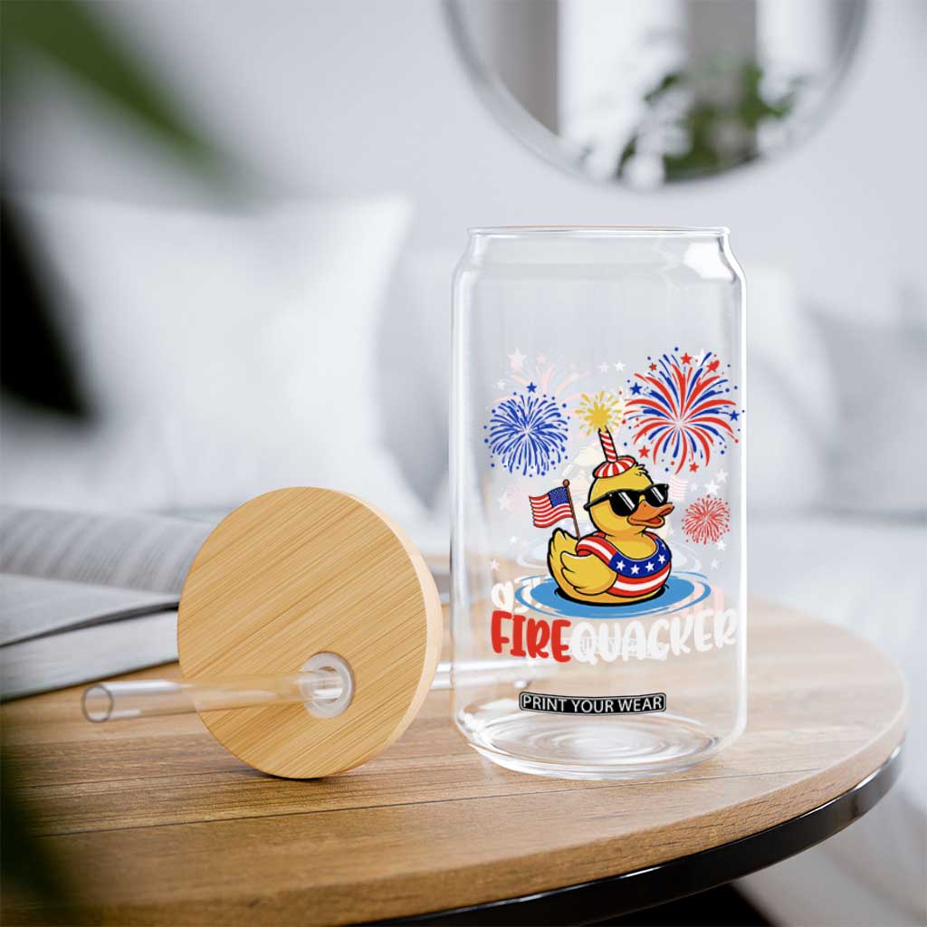 Firequacker Funny Patriotic Rubber Duck Glass Can Cool American Flag Sunglasses and Stars Swim Ring Summer Fireworks TS02 Print Your Wear