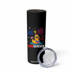 Firequacker Funny Patriotic Rubber Duck Skinny Tumbler Cool American Flag Sunglasses and Stars Swim Ring Summer Fireworks TS02 Print Your Wear