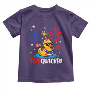 Firequacker Funny Patriotic Rubber Duck Toddler T Shirt Cool American Flag Sunglasses and Stars Swim Ring Summer Fireworks TS02 Purple Print Your Wear