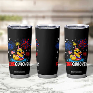 Firequacker Funny Patriotic Rubber Duck Tumbler Cup Cool American Flag Sunglasses and Stars Swim Ring Summer Fireworks TS02 Print Your Wear