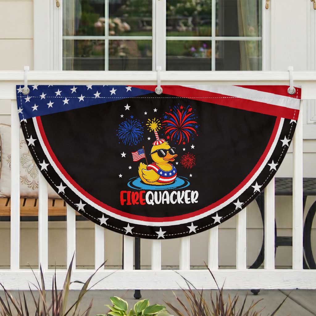 Firequacker Funny Rubber Duck Patriotic Fan Flag Cool American Flag Sunglasses and Stars Swim Ring Summer Fireworks