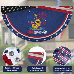 Firequacker Funny Rubber Duck Patriotic Fan Flag Cool American Flag Sunglasses and Stars Swim Ring Summer Fireworks
