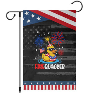 Firequacker Funny Rubber Duck Patriotic Garden Flag Cool American Flag Sunglasses and Stars Swim Ring Summer Fireworks