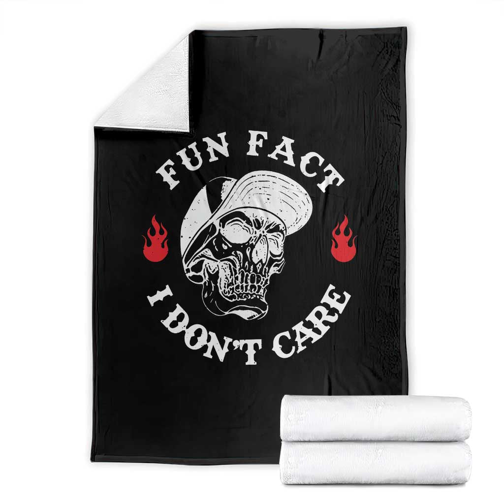 Fun Fact I Dont Care Skull Throw Blanket Edgy Sarcastic Attitude TS02 Black Print Your Wear