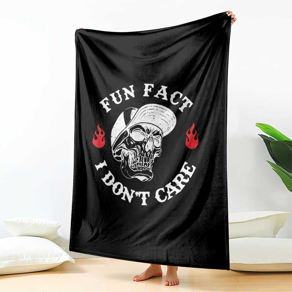 Fun Fact I Dont Care Skull Throw Blanket Edgy Sarcastic Attitude TS02 Print Your Wear