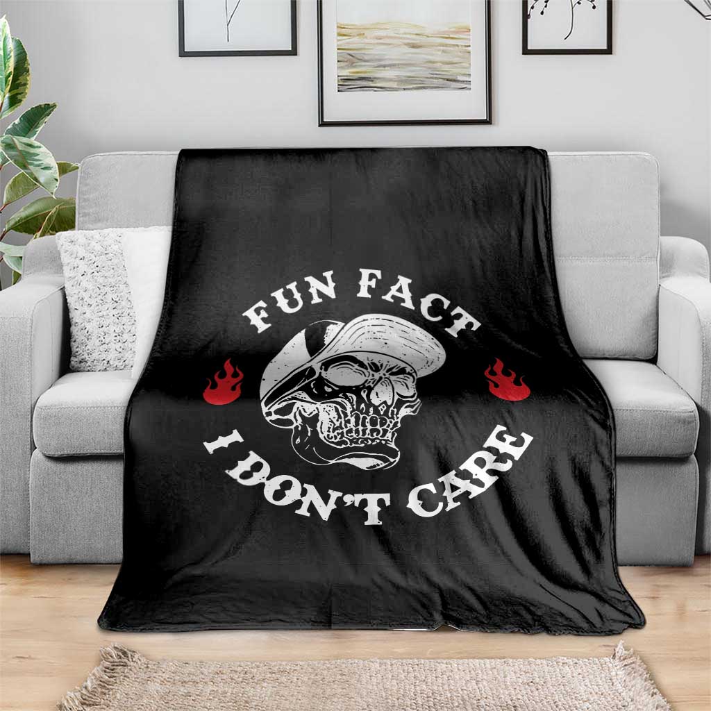 Fun Fact I Dont Care Skull Throw Blanket Edgy Sarcastic Attitude TS02 Print Your Wear