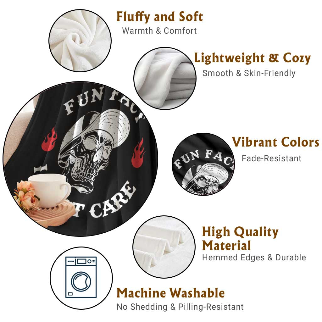 Fun Fact I Dont Care Skull Throw Blanket Edgy Sarcastic Attitude TS02 Print Your Wear