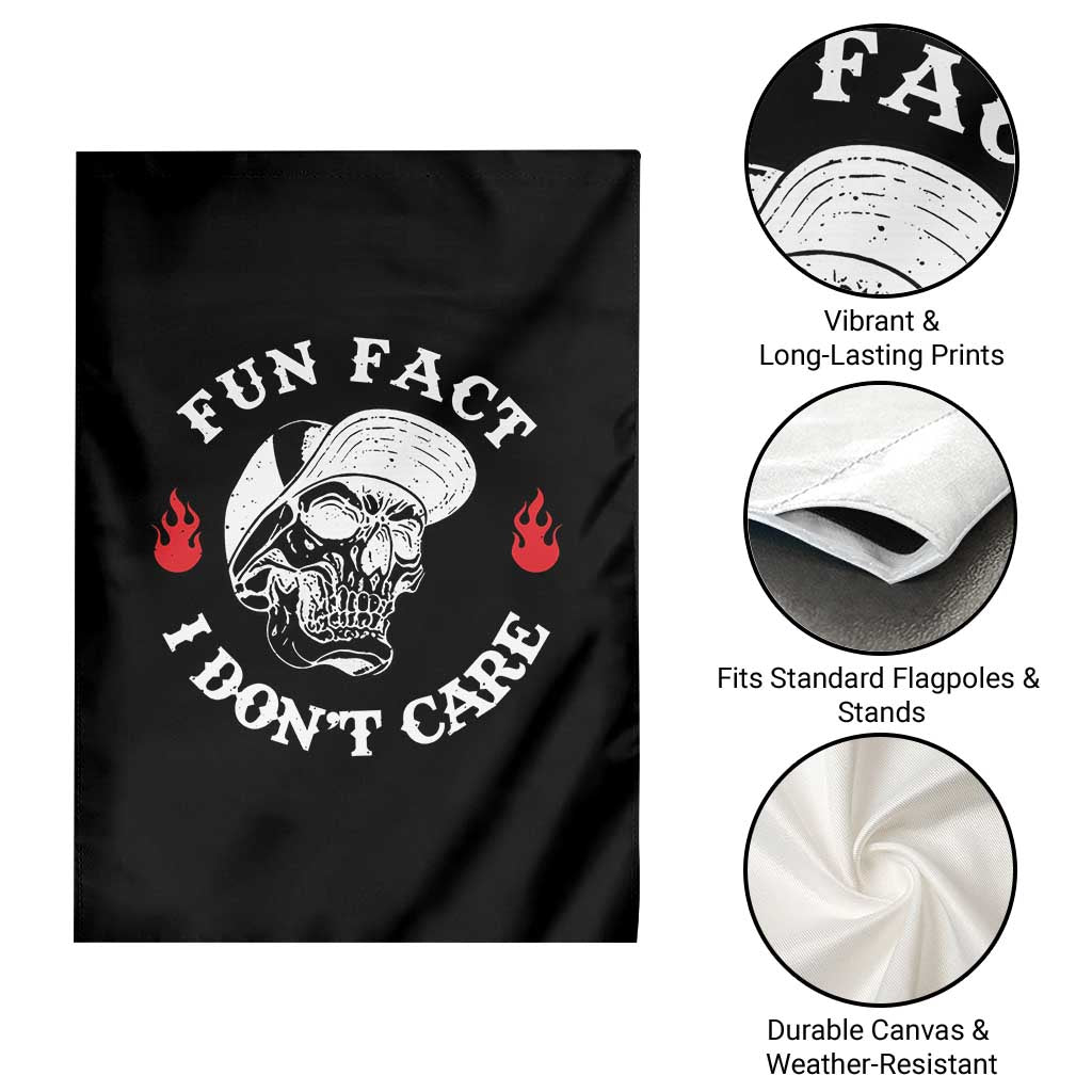 Fun Fact I Dont Care Skull Garden Flag Edgy Sarcastic Attitude TS02 Print Your Wear